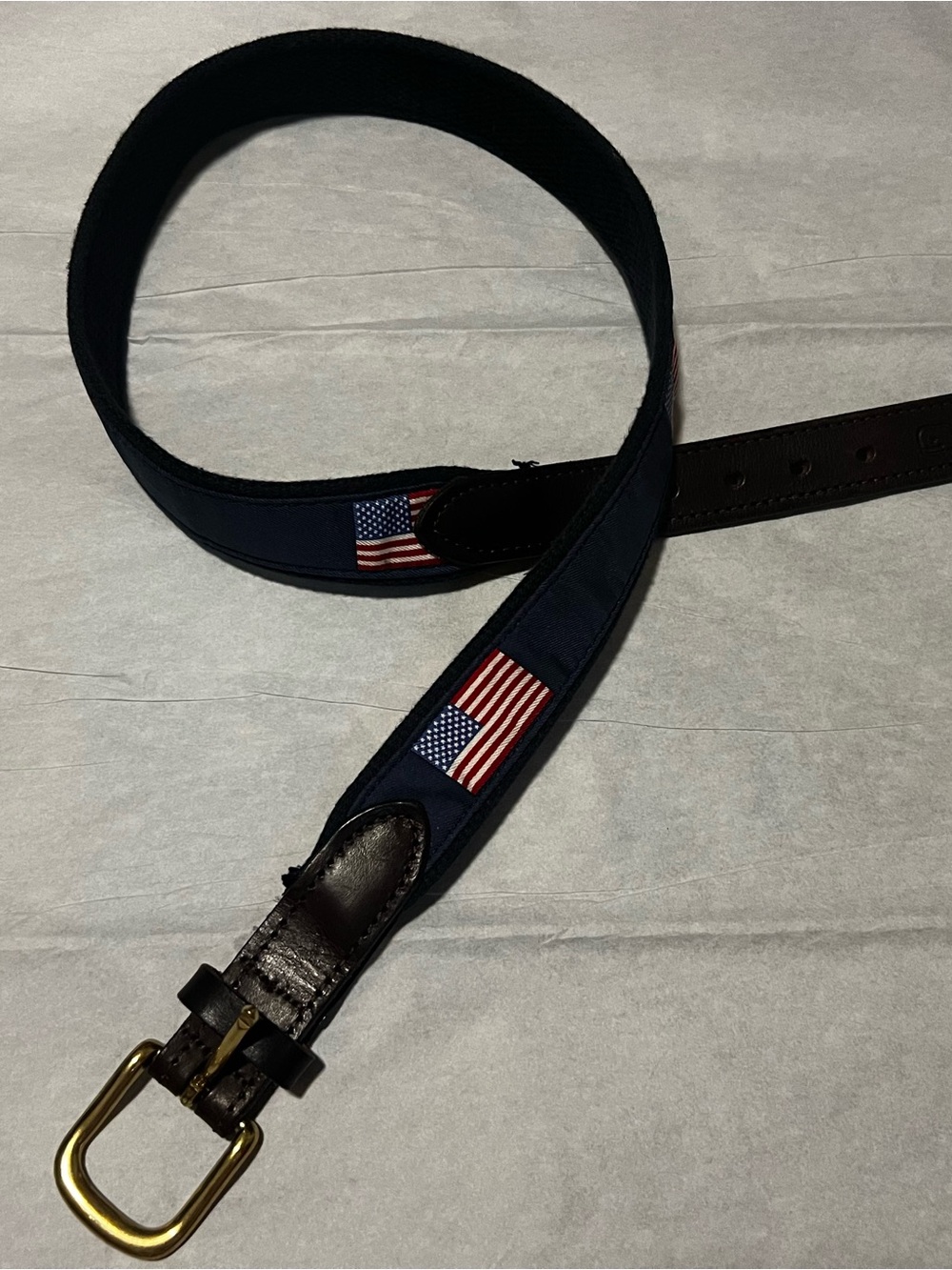 Vineyard Vines American Flags Canvas Club Belt, size 30